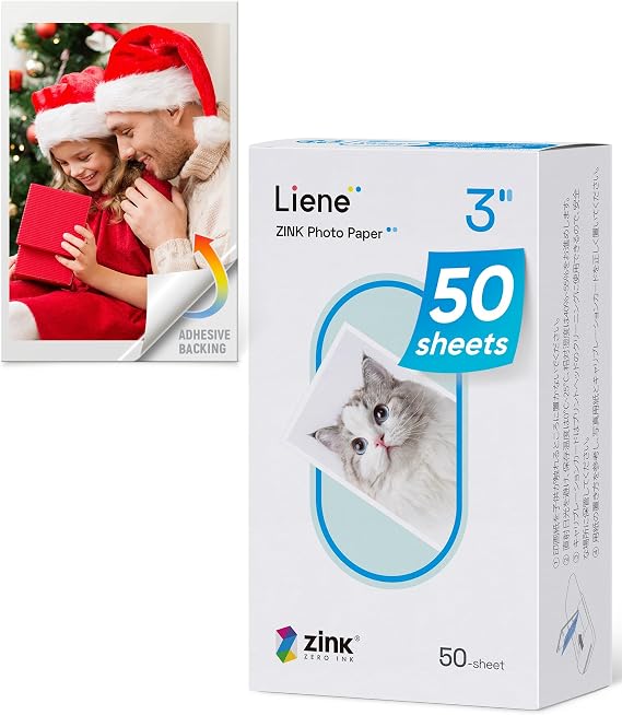 Liene Zink Pearl K100 Photo Paper 2x3 50 Sheets, Premium Photo Printer Paper w/Adhesive Back, Waterproof, Smudge Proof, Tear Proof, Instant Photo Paper Compatible w/Liene 2x3 Photo Printer Scrapbook