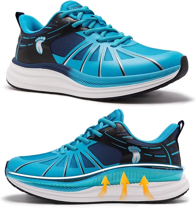 Men's Orthopedic Road Running Shoes: Comfortable Casual Arch Support Plantar Fasciitis Orthotic Sport Sneakers, Supportive Athletic Tennis Working Walking Shoes for Foot Heel and Pain Relief