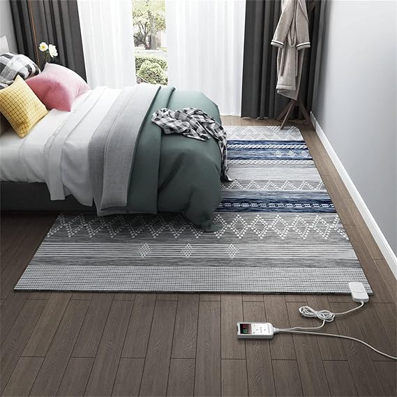 Electric Heated Area Rug, Electric Heated Floor Mats, Indoor Floor Heater Floor Heater Carbon Crystal Electric Carpet Heated Foot Warmer Mat Under Desk for Office and Home