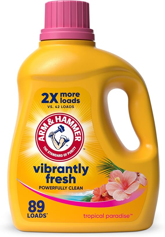 ARM & HAMMER Vibrantly Fresh Liquid Laundry Detergent | Tropical Paradise Scent, 89 Loads