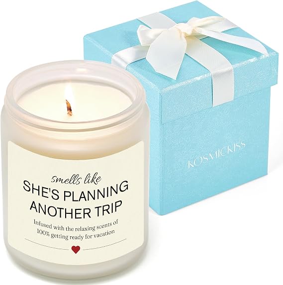 Kosmickiss Travel Gifts for Women, Lavender Candle Gifts for Travelers | Cool Gifts for People Who Trave, Vacation, Travel Gift for Her, Sister, Friends