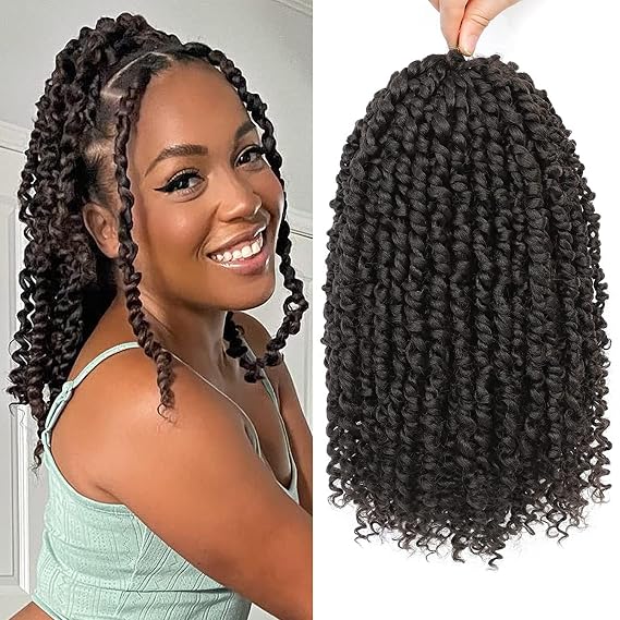 Passion Twist Hair, 8 pack 12 Inch Pre-Looped Passion Twist Braiding Hair, Pre-Twisted Passion Twist Crochet Hair for Women (12 Inch T30 and 12 Inch #4)