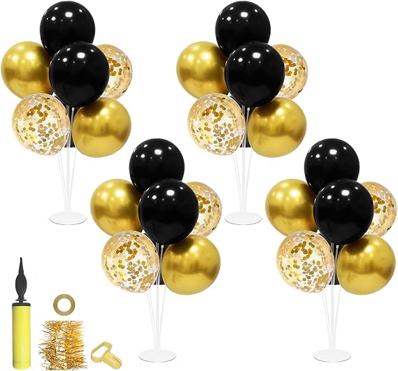 ZJDHPTY 4 Set Black and Gold Balloon Stand Table Centerpieces Party Decor