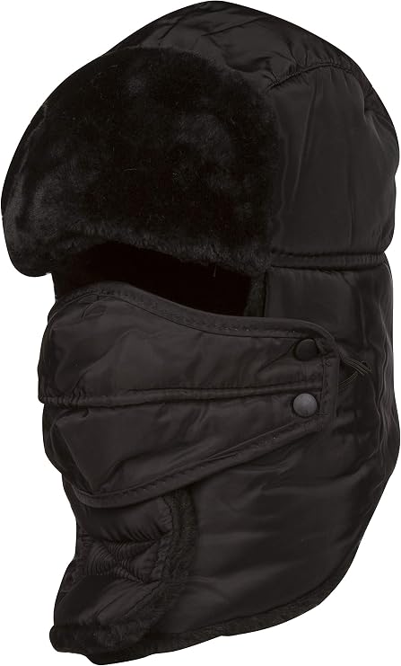 Sakkas Dab Unisex Faux Fur Ushanka Trapper Hat Chin Strap Removable Mask Russian Aviator Trooper Winter Hat for Men & Women