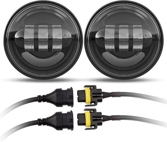 4.5 Inch LED Passing Fog Lights Compatible with Harley Davidson 2 PCS Black