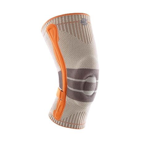 Bauerfeind Outdoor Knee Support, Unisex Knee Brace for Hiking, Walking, and Running, Sandstone-Orange, XS