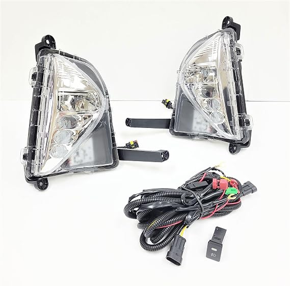 LEDIN Built-in LED Fog Lights DRL Compatible For 2016 2017 2018 Toyota Prius (OE Style Clear Lens with Switch, Wires)