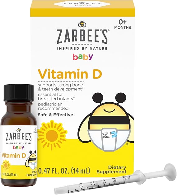Zarbee's Baby Vitamin D Drops, 400 IU per Drop, with Dropper, 0.47 fl oz