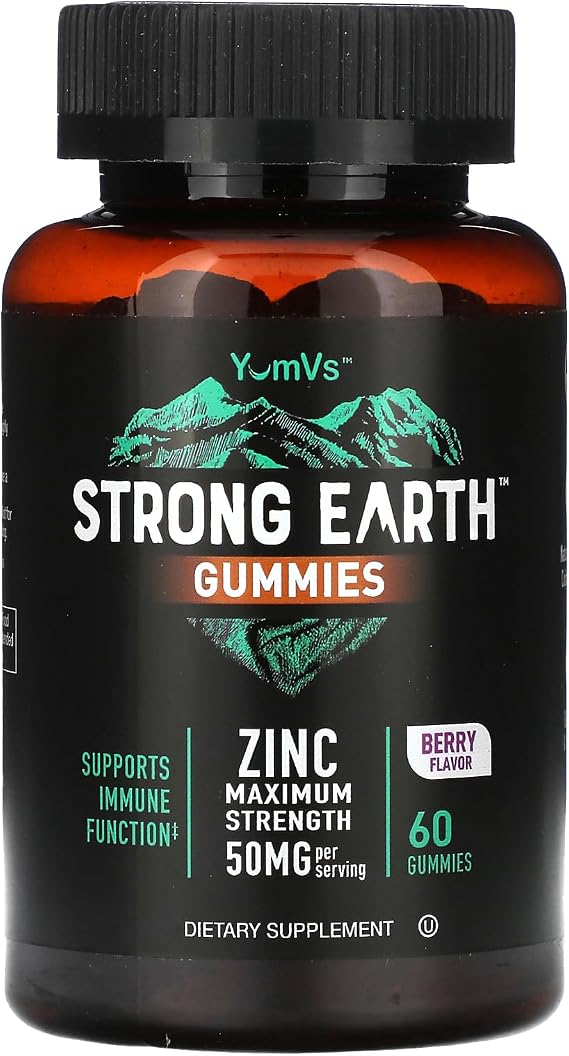 YUM-V'S Strong Earth Zinc Gummies 25 mg, Berry (60 Count)