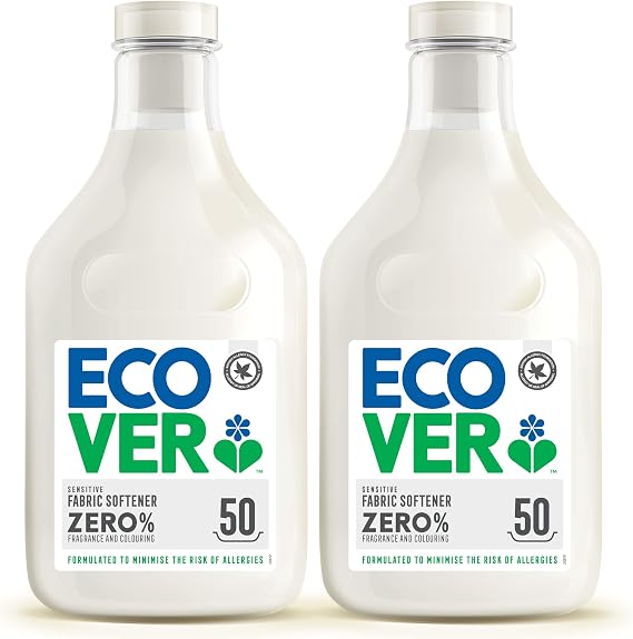 Ecover Zero Fabric Softener for Sensitive Skin, 2 x 50 Washes, 2 x 1.5L (Pack of 2)