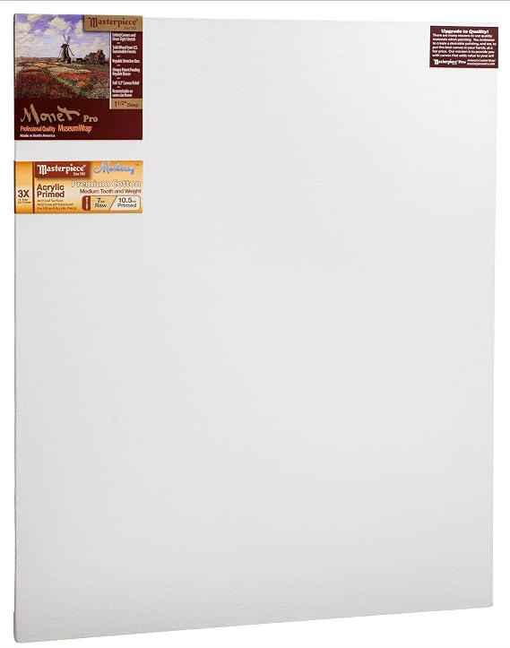 MASTERPIECE Z1MM-4284 Monet Pro 1.5" Deep Monterey 10.5 oz Cotton Medium Texture Stretched Canvas 42" x 84"