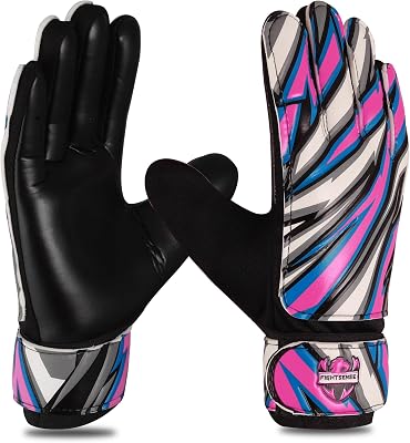 FIGHTSENSE Soccer Goalie Gloves for Kids Youth Boys,Football Goalkeeper Gloves,4mm Latex Palm,Breathable,Anti-Slip Strong Grip,Double Wrist Protection,Kids Junior Soccer Gloves for Kids 6-15