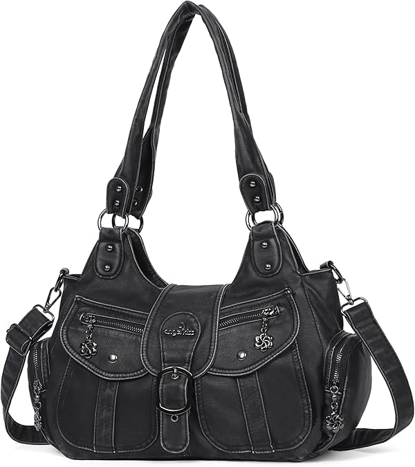 Angel Kiss Hobo Bags for Women Vegan Leather Shoulder Purses and Handbags Ladies Roomy Tote Bags Purse with Crossbody Strap
