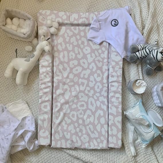 Pink Leopard Print Baby Changing Mat, Waterproof Padded Changing Pad with Easy Wipe Clean Surface
