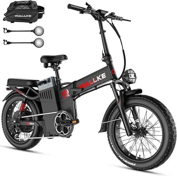 W Wallke X3 PRO Electric Bike for Adults Folding 26 Inch Fat Tire EBike Mountain Electric Bicycle Full Suspension 7-Speed-1