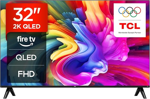 TCL 32SF560-UK 32 Inch Full HD QLED HDR Smart TV with Fire TV Press & Ask Alexa, Metallic Bezel-Less Design [Energy Class F]