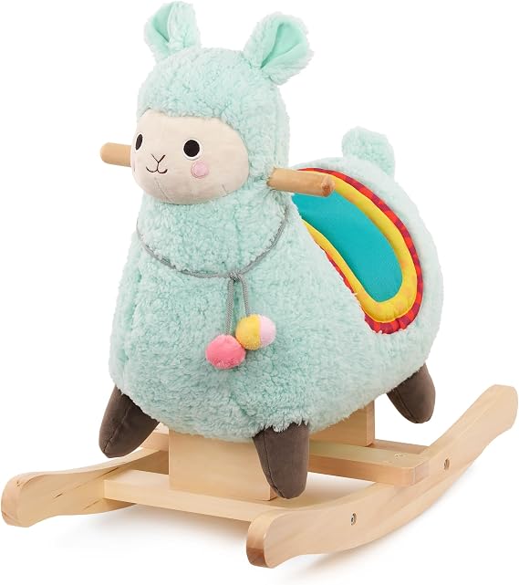 Battat Llama Rocking Horse, Plush Wooden Toddler Rocker, Ride-a-Llama