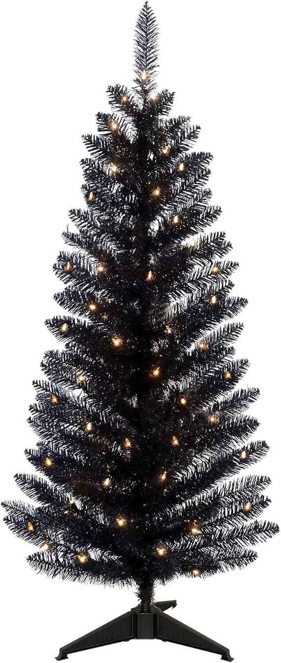 Kadunmina 4ft Black Artificial Christmas Tree with String Lights