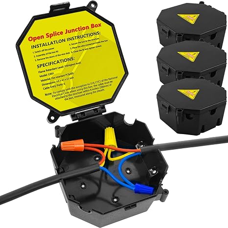 MIARALA Black Open Splice Junction Box (3 Pack)