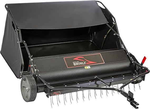 Brinly 54" Tow-Behind Combo Lawn Sweeper with Dethatcher and Hamper Windscreen