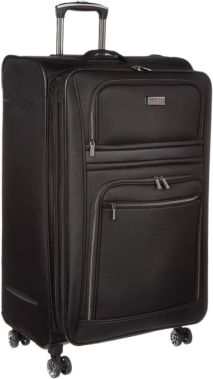 Kenneth Cole Reaction Rugged Roamer 28" Lightweight Softside Expandable 8-Wheel Spinner Checked Travel Luggage, Black