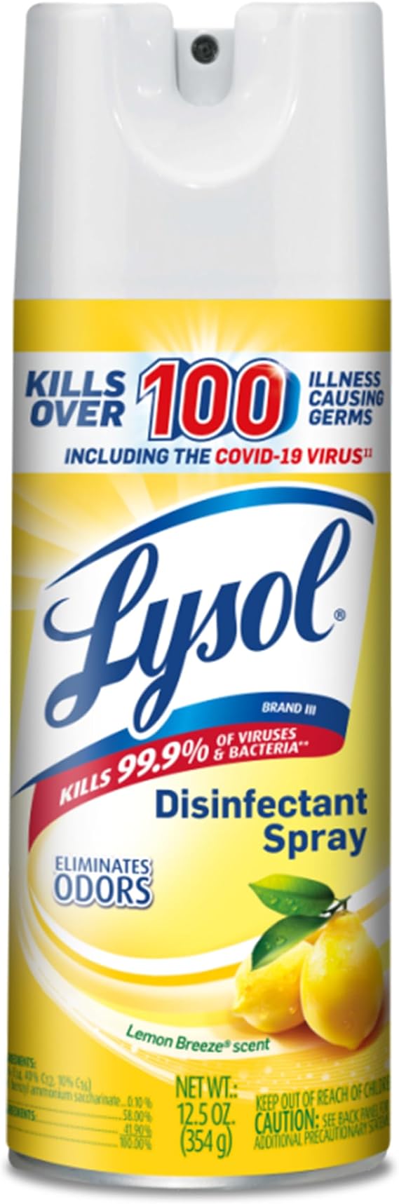 Lysol Disinfectant Spray, Sanitizer, Deodorizer, Lemon, 12.5 oz
