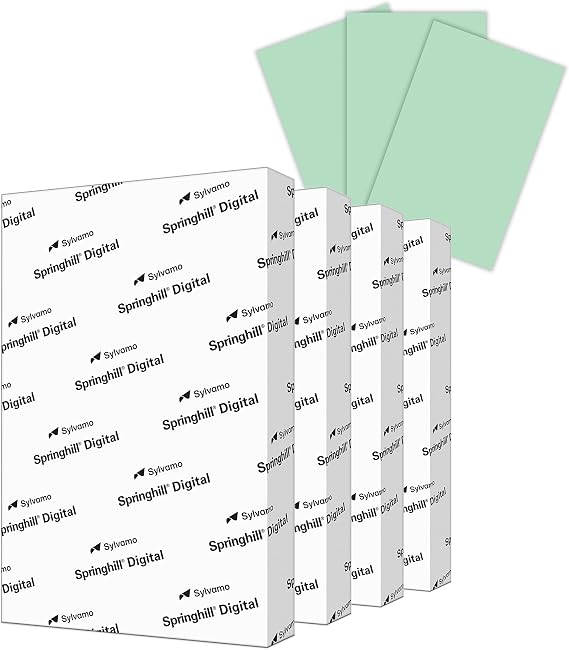 Springhill 11 x 17 Green Copy Paper, 28lb Bond/70lb Text, 104gsm, 2,000 Sheets (4 Reams) Colored Printer Paper with Smooth Finish Versatile and Flexible Computer Paper 024185C