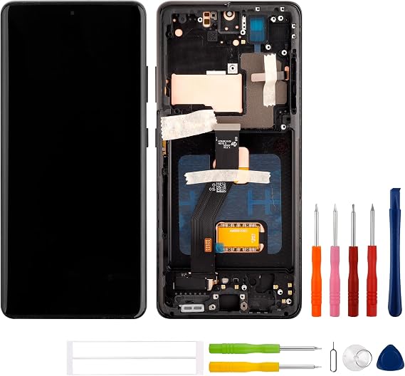 [with Frame][Supports Fingerprint Function] SWARK OLED Display for Galaxy S21 Ultra 5G SM-G998U Digitizer Screen LCD Display Touch Assembly Replacement with Upgraded Repair Tools Kit