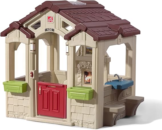 Step2 Charming Cottage Playhouse for children | plastic playhouse for garden/outdoors | Includes kitchen, fireplace, picnic area, bell & accessories