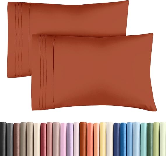 King Pillow Cases Set of 2 - Ultra Soft Pillowcase Covers - Terracotta