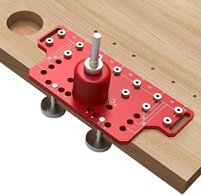 2 in 1 Shelf Pin jig and Hinge Jig, Self-Contained Clamping Function All Metal Shelf Pin Drilling Jig with 7 Drill Bits Shelf Jig and Cabinet Hardware Jig Tool Drill Guide