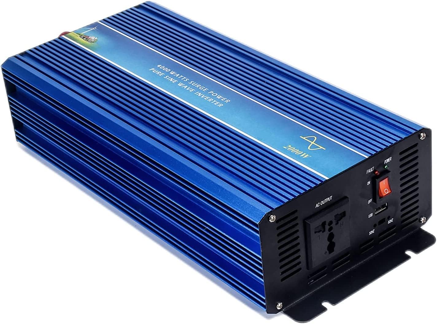 4000W Pure Sine Wave Voltage Converter DC to AC 50HZ USB Port for Off-Grid Solar Wind Power Inverter PV Inverter