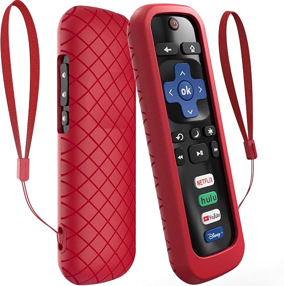 Roku Stick Remote用カバー、Hisense TVコントローラー対応ケース、TCLスマートTVコントロールホルダー用シリコンスリーブ レッド