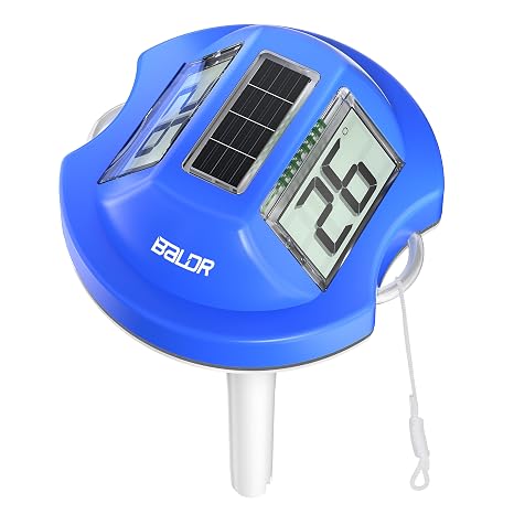 BALDR Pool Thermometer Floating Easy Read, Solar Digital Pool Thermometer with Dual Large Screens, IPX7 Water Temperature Gauge for Inground Above Ground Pools & Spas (Darkblue)