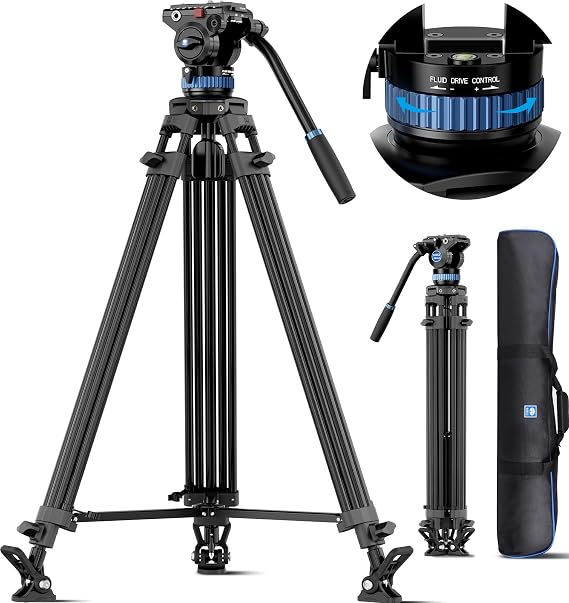 SIRUI AM-25S Video Tripod 74.8", Fluid Head, Quick Release, Max Load 22lb