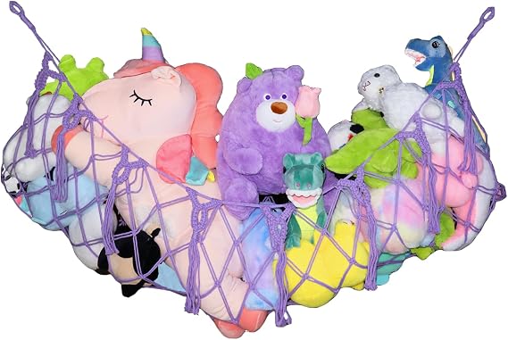 stuffed animal storage Purple stuffed animal hammock Banana Shape Ceiling Hanging Net Toys or Clothes Holder Room Organization for kid room Bedroom Playroom