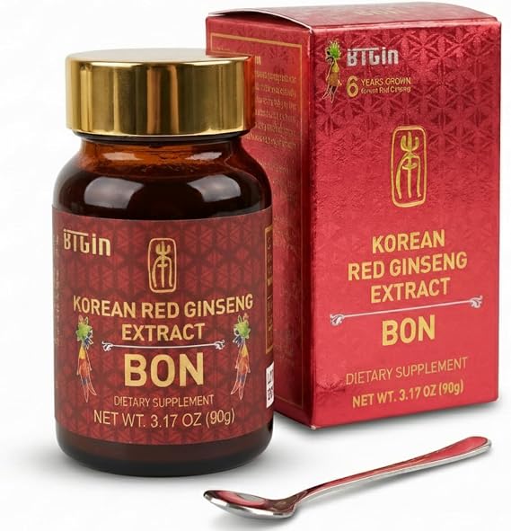 Bon Korean Red Panax Ginseng Extract - 100% Pure Concentrate - No Additives Extra Strength Supplement - Caffeine Free Energy, Focus & Immune Support - 90g