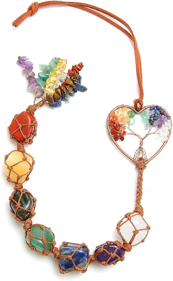 7 Chakras Healing Crystals Positive Energy Spiritual Natural Gemstones | Gemstones Spiritual Gifts Sun Catchers for Women Car Hanging Window Decor Meditation Ornaments