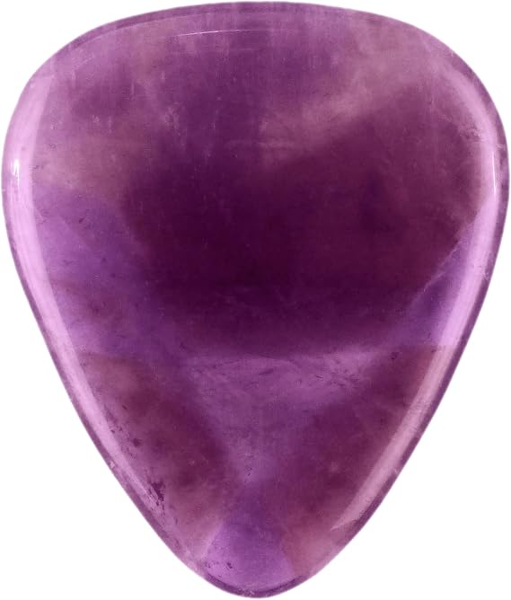 Amethyst Stone Guitar Or Bass Pick - 3.0 mm Ultra Heavy Gauge - 351 Shape - Specialty Handmade Gemstone Exotic Plectrum - 1 Pack