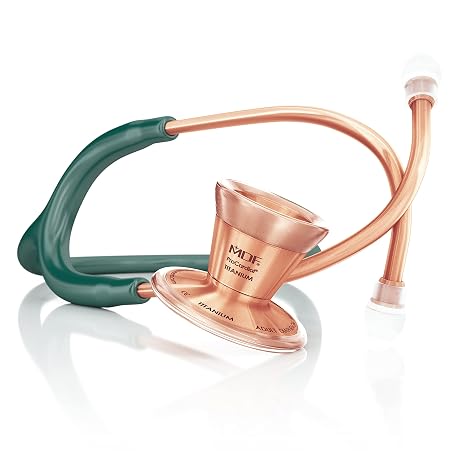 MDF Titanium Cardiology Lightweight Stethoscope, Rose Gold - Emerald Green