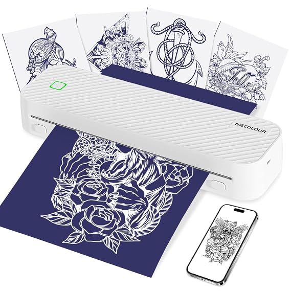 Tattoo Stencil Printer, GD88 Portable Thermal Tattoo Printer with Thermal Paper, Wireless Thermal Tattoo Printer with Phones & Pad for Artist & Beginners