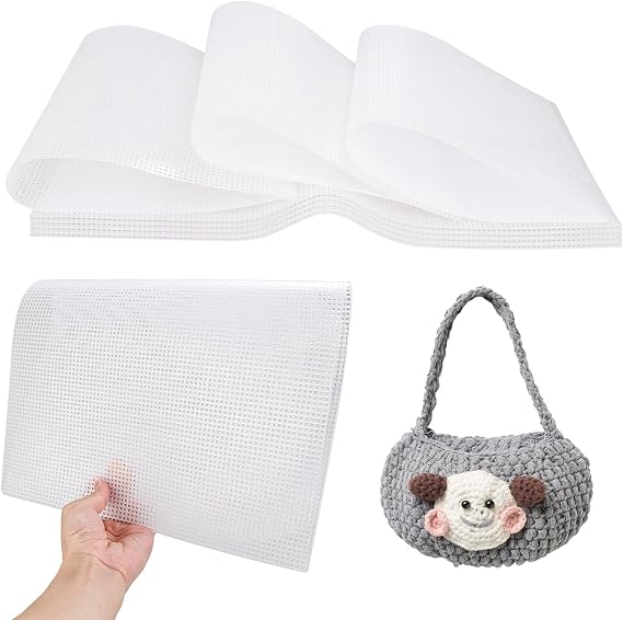 Pack of 12 Plastic Canvas Sheet Fabric 50 x 33 cm Plastic Grid Cross Stitch Mesh Canvas Needlepoint Canvas Mesh Plastic Grid DIY Accessories for Crafts Sewing Projects Handmade Bag