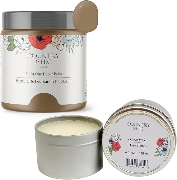 Chalk Style Paint + Furniture Wax Bundle - for Furniture, Home Decor, Crafts (Color: Driftwood [pint - 16 oz] - Brown)