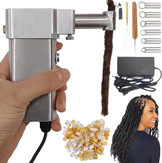 Handheld Dreadlock Maker with 6 Heads, Electric Instant Dreadlock Machine, Automatic Hair Braiding Machine for Creating Perfect Dreadlocks, 1 Hair Accessory Box