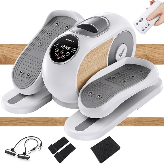 Sitting Under Desk Elliptical Machine, Leg Exerciser While Sitting for Seniors, Seated Pedal Exerciser, Quiet & Portable Pedal Exerciser with 8 Resistance Levels, Work from Home Fitness