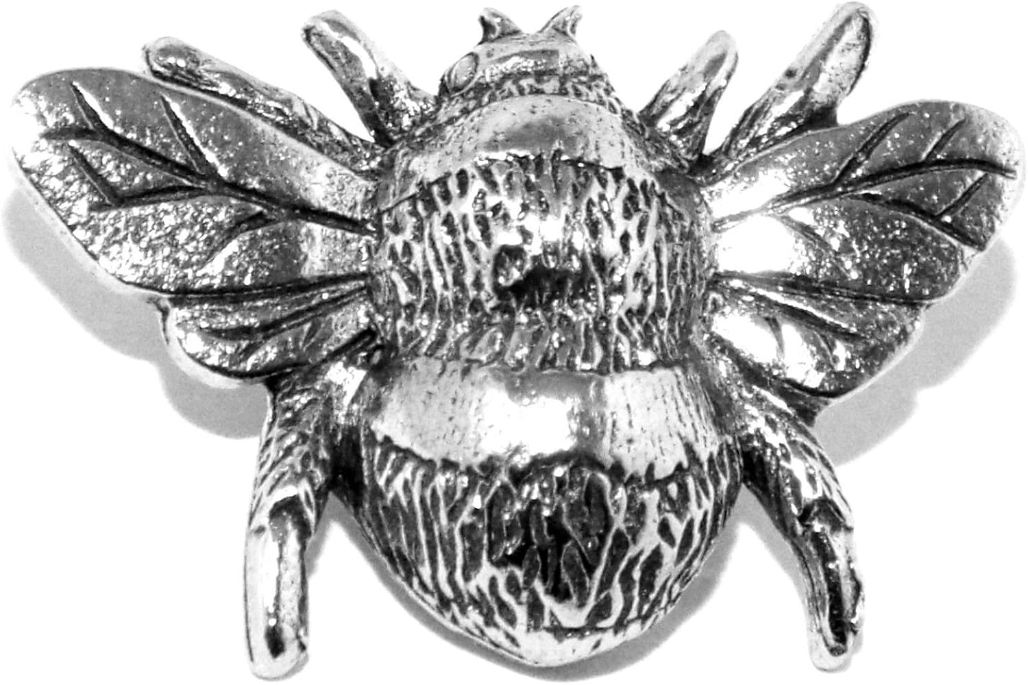Bee Pin Badge Brooch - Silver Pewter Honey Bumblebee Made in UK