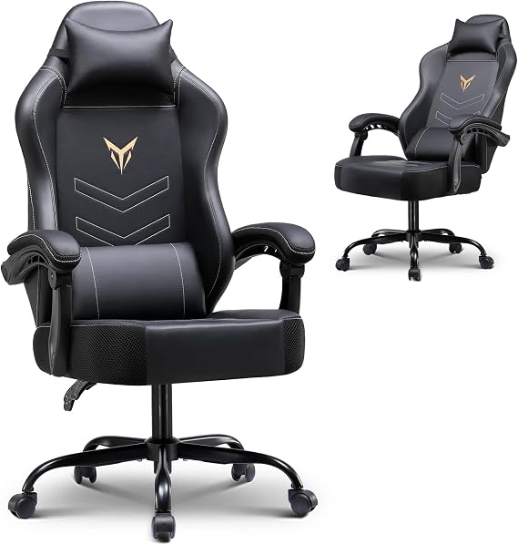 GTPLAYER Gaming Chair, Recliner Chair with Headrest & Lumbar Support, Linkage Armrest,Ergonomic Gaming Chair 350lbs, High Back Office Home, Black