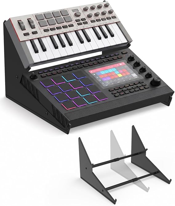 Adjustable Desktop Stand for Samplers, Synthesizers, Drum Machines and Effects Units, Compatible with Akai MPC Live 3, MPC Live 2, Ableton Push 3, Native Instruments Maschine and More (2-tier 10.6