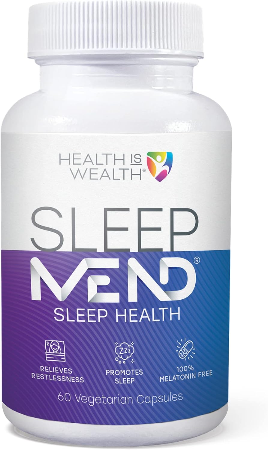 SleepMEND Natural Herbal Sleep Aid Formula – Melatonin Free with Passionflower, Valerian and Chamomile