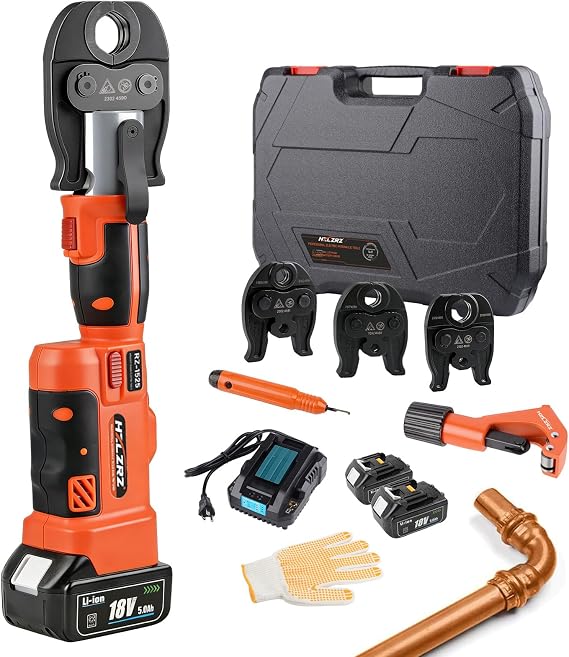 HZLZRZ Pro Press Tool with 1/2", 3/4", 1"Pro Press Copper Crimper Tool with 12-Ton Hydraulic Power, Apply US Standard Copper Pipe or Stainless Steel Tube, Suitable for Plumber